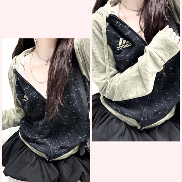 아디다스 카키배색 후드집업