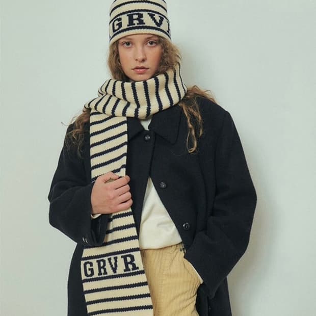 그로브 GROVE 스트라이프 머플러 아이보리