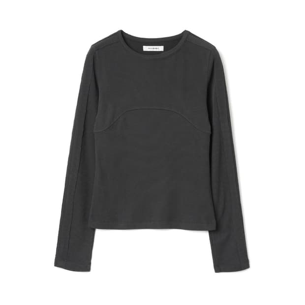 밀로우먼 리브드 트랙 티셔츠 차콜