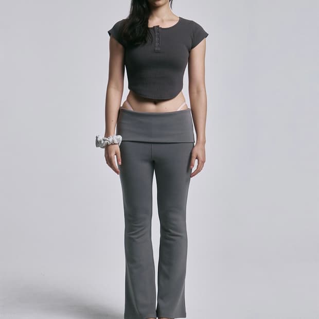 플리즈노팔로우 Jenny snap top (charcoal)