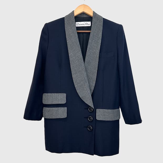 크리스챤 디올 DIOR 울 블렌드 숄카라 블레이저 자켓 여성 M