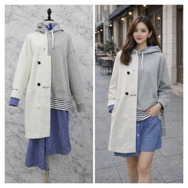 엔폴드 레이어드 후드 원피스 / 신세계 / 프리