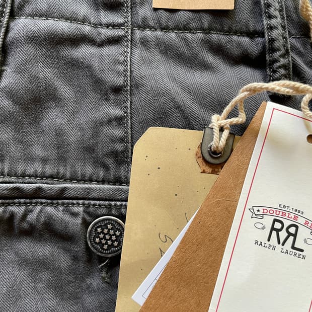 [34] RRL 가먼트 다이 헤링본 필드 팬츠 워시드 블랙