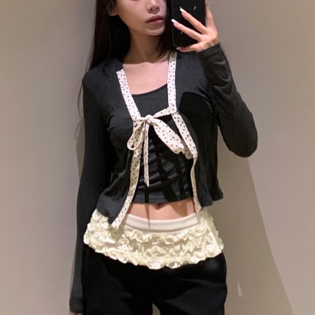 런웨이티켓 (현 오운서) 도트 가디건 M