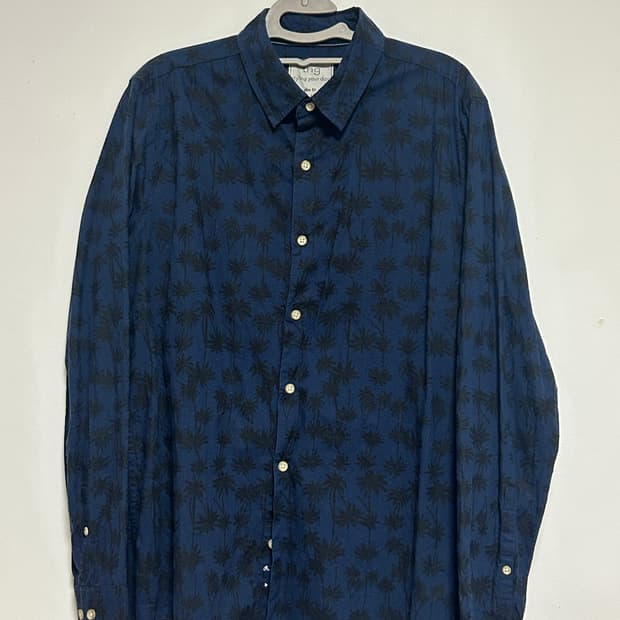 빈티지 Thg 네이비 하와이안 셔츠 (m)