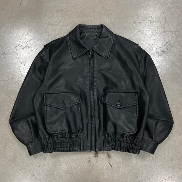 빈티지 블랙 컬러 레더 가죽 자켓