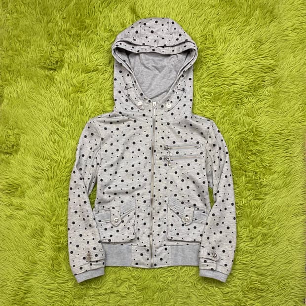 세실 맥비 폴카 도트 풀 집 후드 자켓