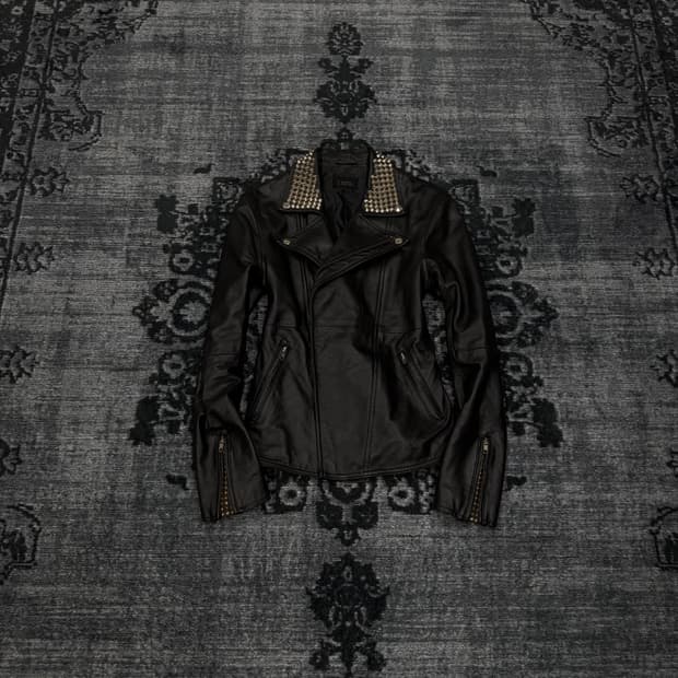 Zac vargas stud leather rider jacket