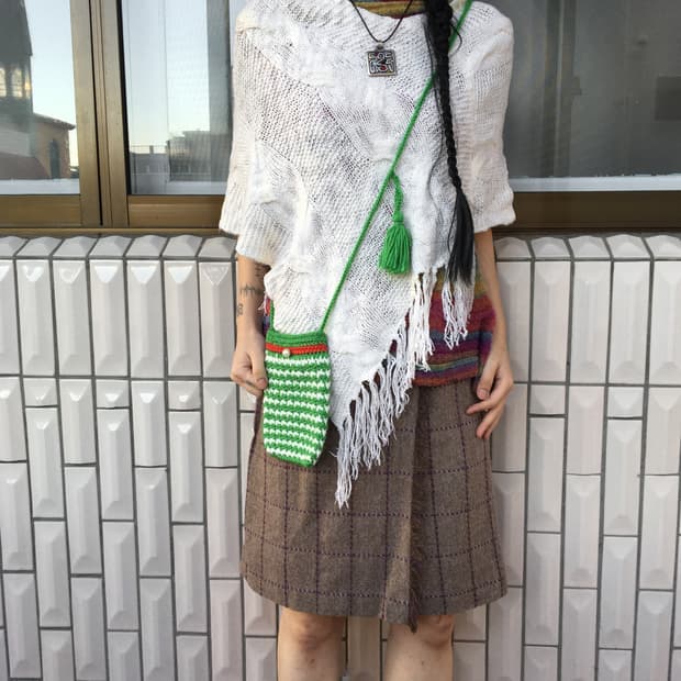 Fringe point knit cape