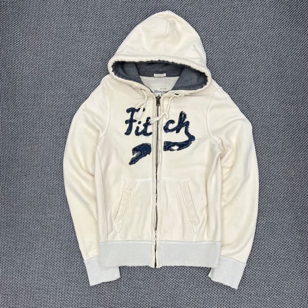 아베크롬비 머슬핏 아이보리 후드 집업