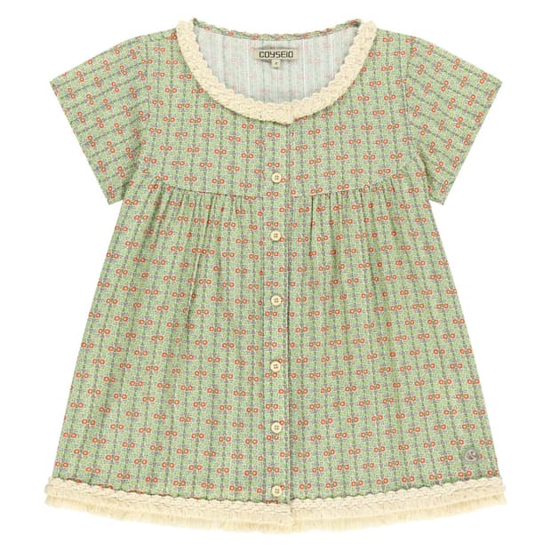 FRINGE SHIRRING BLOUSE LIGHT GREEN