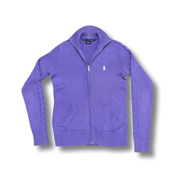 [M] 폴로 랄프로렌 빈티지 퍼플 꽈배기 니트 집업