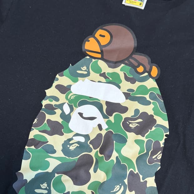 베이프 ABC 카모 마일로 온 빅 에이프 티셔츠 블랙 그린