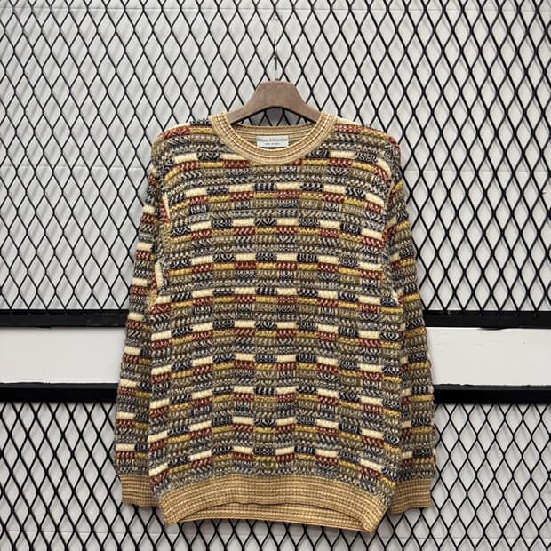 ITA VTG 울 니트 스웨터 엠보싱 디테일 루즈핏 베이지