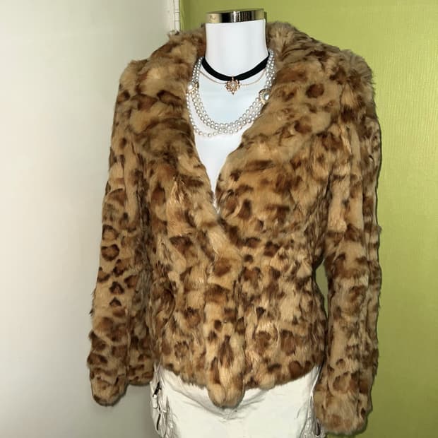 ✨Vintage leopard real rabbit fur 갸루 호피✨