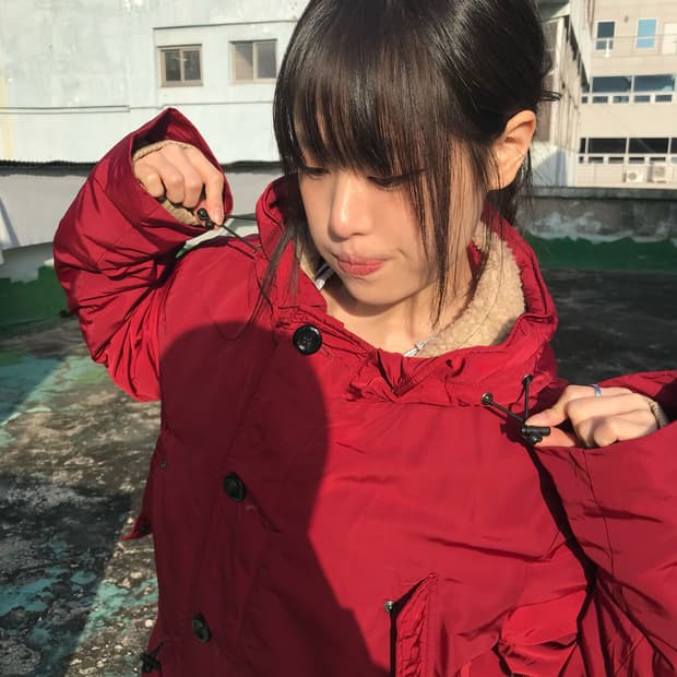 딥 레드 후드파카