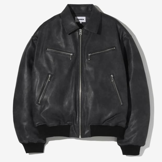 로어즈 LORES Script Faux Leather Bomber 자켓