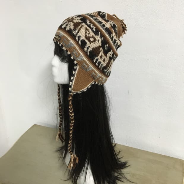 nordic pattern pom beanie