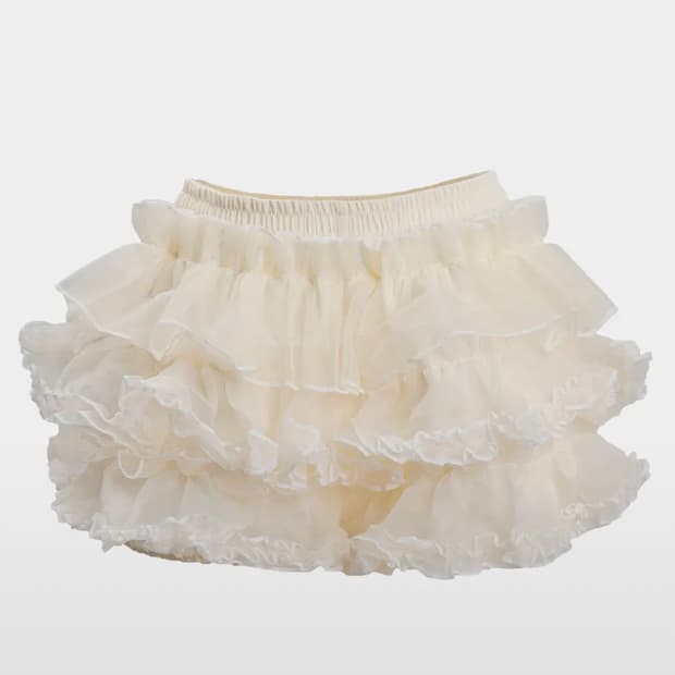 러프넥 튜튜팬츠 스커트 크림