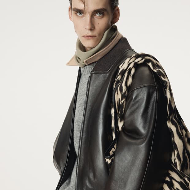 [L] 렉토 빈티지 이펙트 레더 가죽 봄버 블루종 자켓