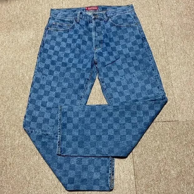 슈프림 체커보드 데님 팬츠 32