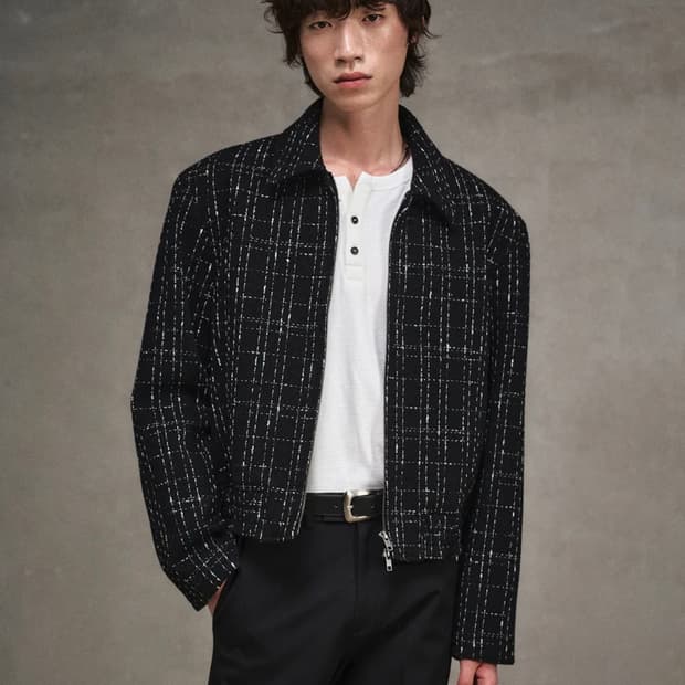 엘무드 쿼츠 울 트위드 블루종 자켓 블랙 (정가 19만원)