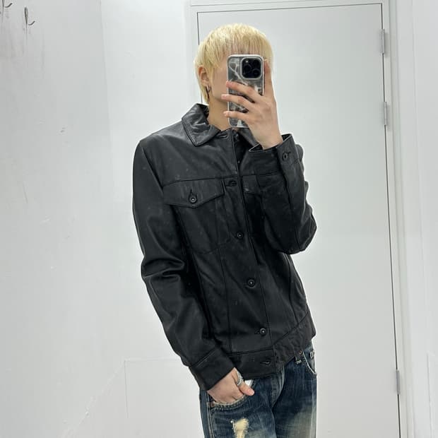 Zara Lambskin Leather Trucker Jacket