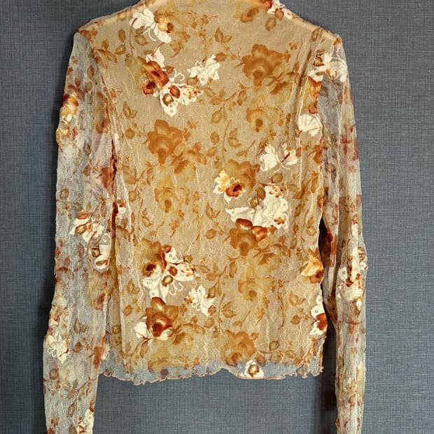 Chercheu 시스루 꽃무늬 블라우스