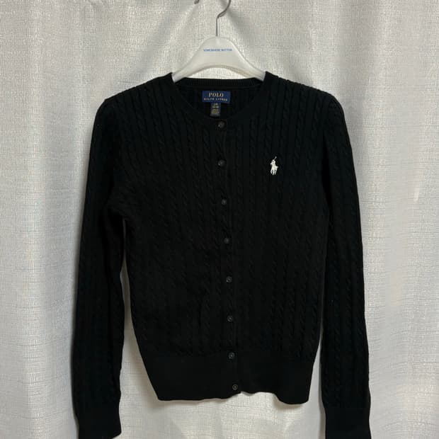 POLO 폴로 걸즈 케이블 니트 가디건 블랙 L