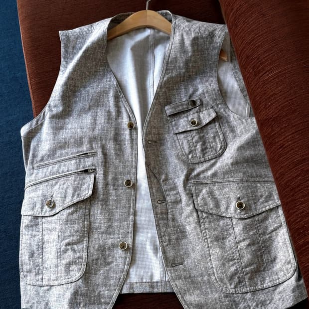 Washed fabric design work vest