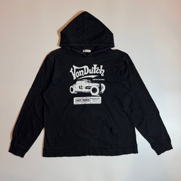 본더치 핫로드 프린트 블랙 후드티