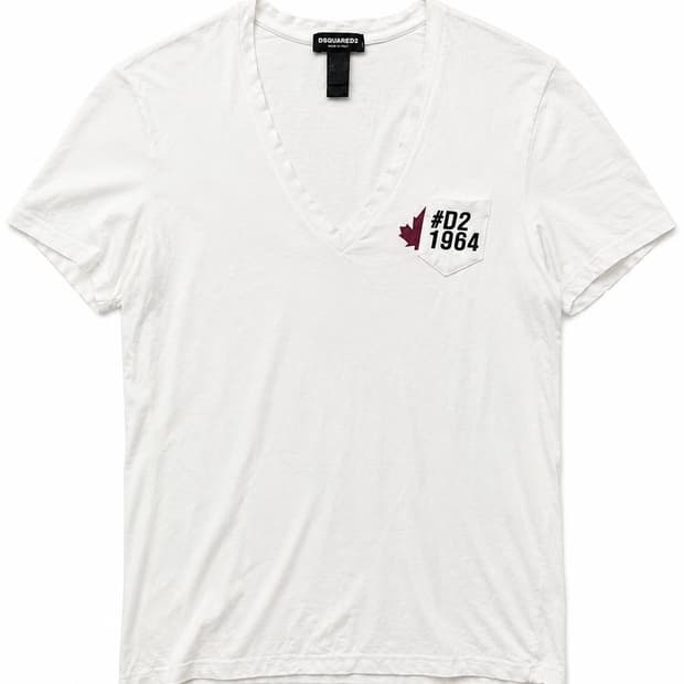DSQUARED2 화이트 브이넥 티셔츠 L