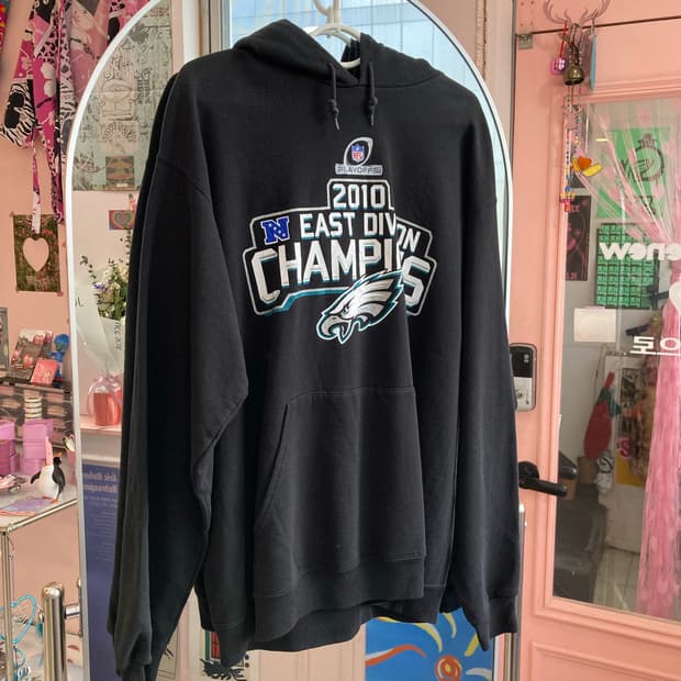 NFL 블랙 프린트 후드 티셔츠