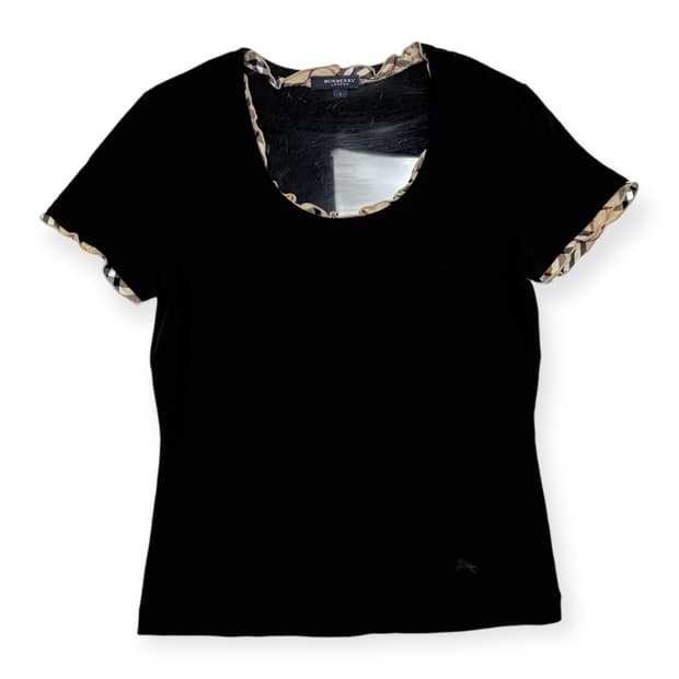 버버리 체크 프릴 반팔 티셔츠