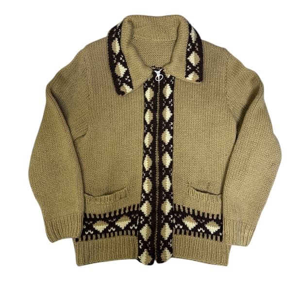 빈티지 코위찬 카우보이 울 집업 스웨터 브라운 M