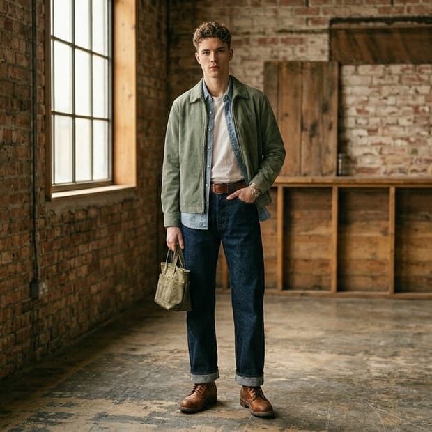 XL 리바이스 Type2 빈티지 코듀로이 지퍼 자켓 연올리브