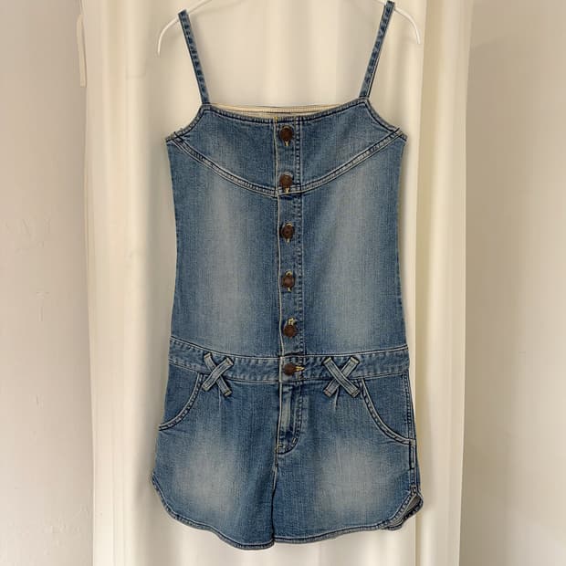 x-Girl bustier denim short overalls