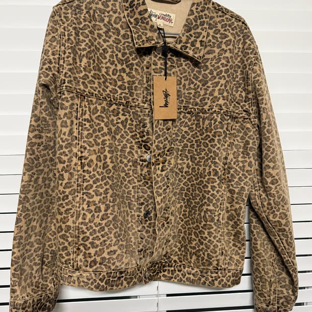 [M] 스투시 레오파드 데님 트러커 자켓