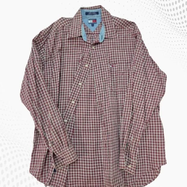 타미힐피거 체크 긴팔 셔츠 L