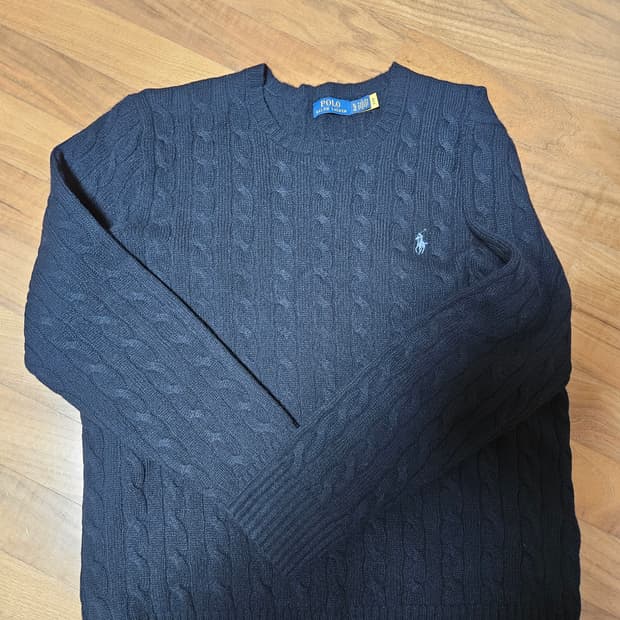 폴로 캐시미어 케이블 니트 블랙 XL
