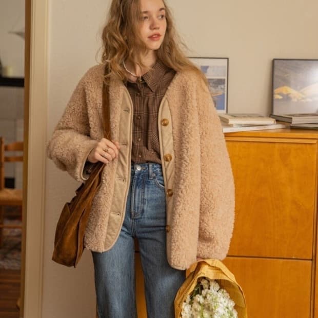 르리나 울 시어링 자켓 울100%