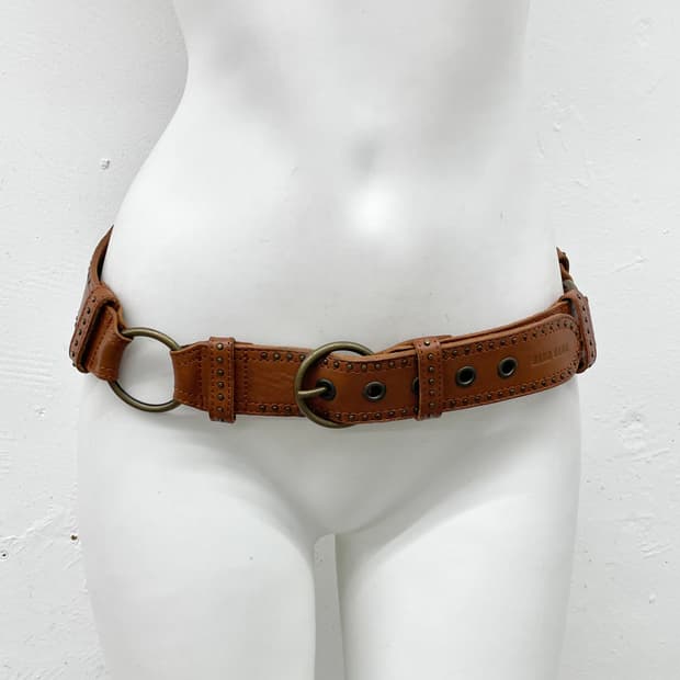 리얼레더 절개 스터드 펀칭 버클 벨트