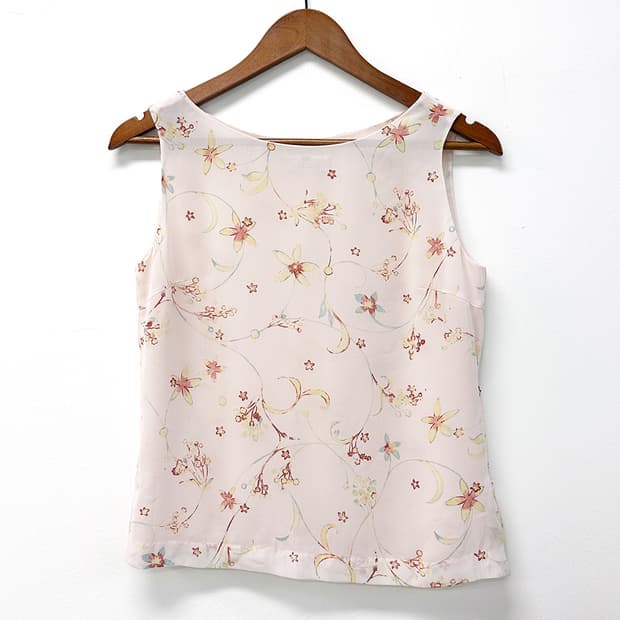 지방시 폴리 플라워 민소매 블라우스 슬리브리스 나시 핑크 38