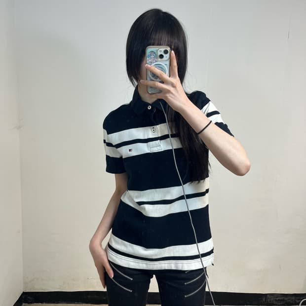 Tommy Hilfiger navy striped polo shirt