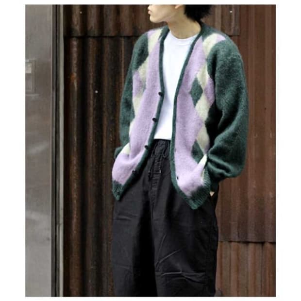 니들즈 아가일 가디건 그린 xl