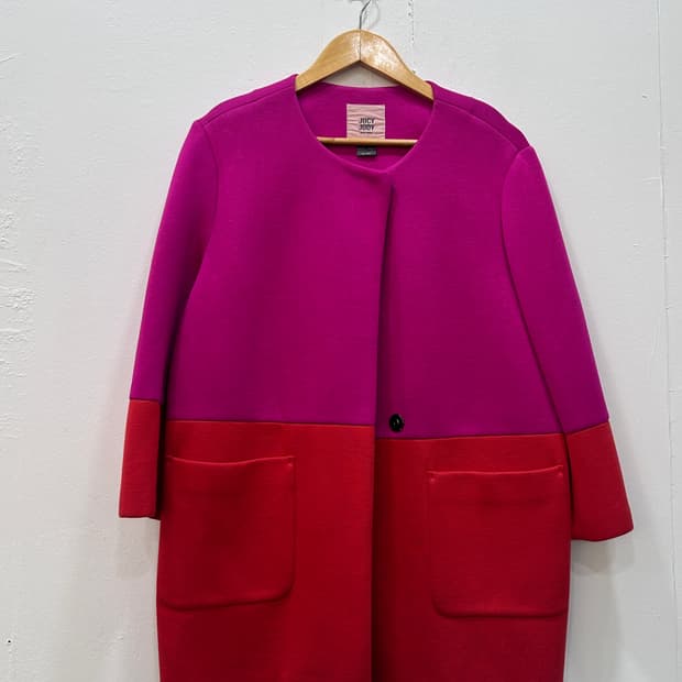 [90] 쥬시쥬디 투버튼 핑크레드 반코트 자켓 여성 90사이즈