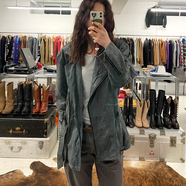 VTG leather western rider coat 가죽 라이더 코트