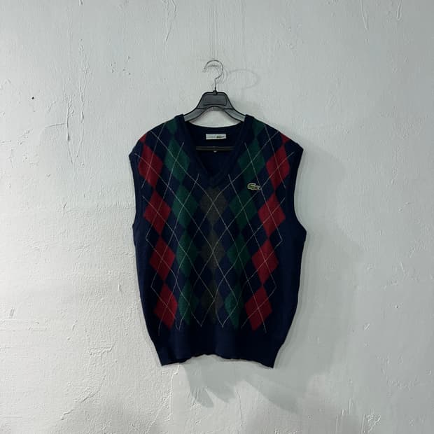 라코스테 아가일 니트 조끼 여성