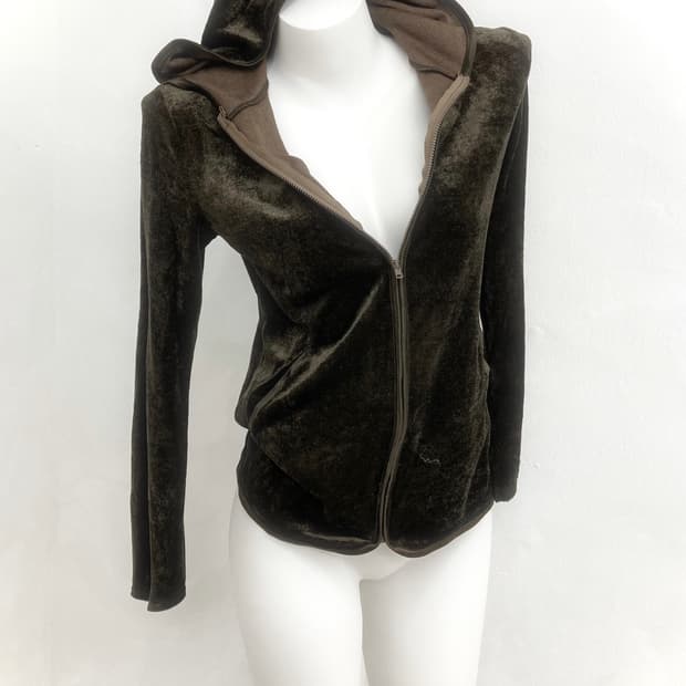 Khaki glitter hooded zip-up