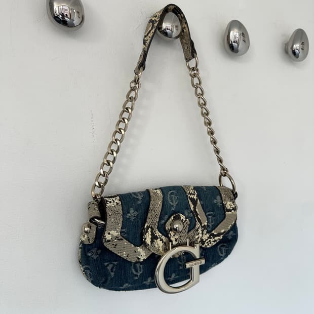 Guess 2000s 데님 파이톤 미니 숄더백